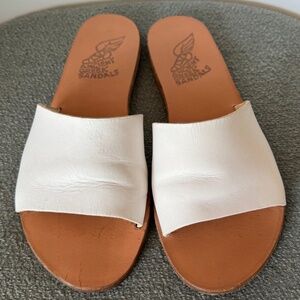 Ancient Greek Taygete White Leather Slides size 40